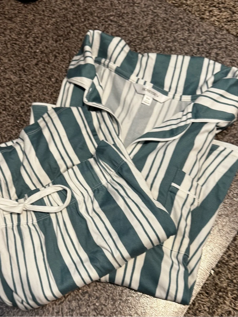 Honeydew Intimates Teal and White Striped Lounge Set